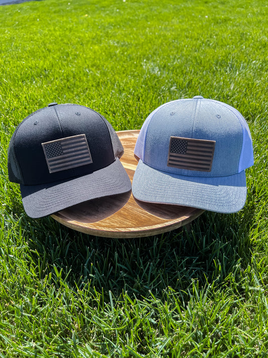 American Flag Leather Patch - HAT